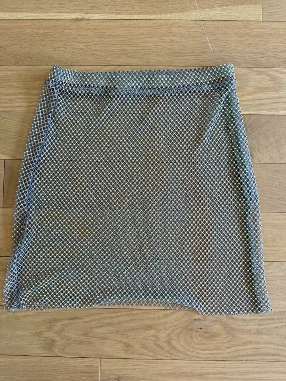 Zara Rhinestone Fishnet Mini Skirt Gray Size M